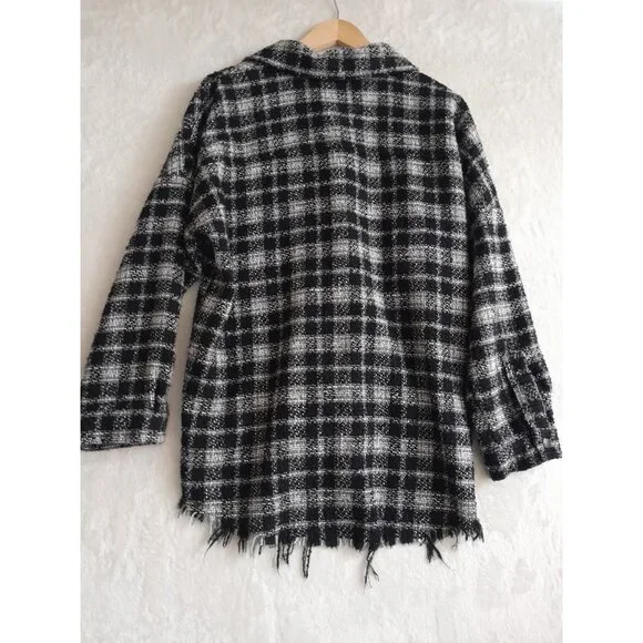 Zara Plaid Heavyweight Oversized Raw Hem Comfy Grunge Fall Outdoor XS Shacket - Picture 5 of 8
